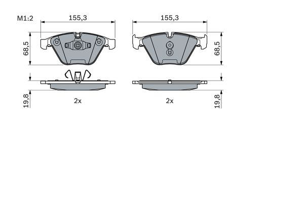 Комплект гальмівних накладок, дискове гальмо 0 986 494 354 BOSCH #6