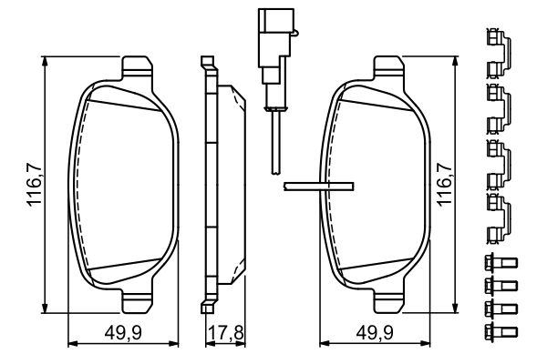 Комплект тормозных колодок, дисковый тормоз   0 986 494 717   BOSCH