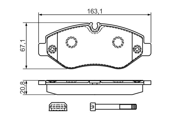 Комплект тормозных колодок, дисковый тормоз   0 986 494 728   BOSCH