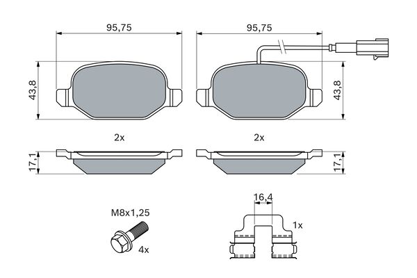 Комплект гальмівних накладок, дискове гальмо 0 986 494 776 BOSCH #6