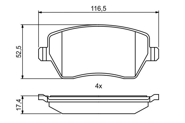 Комплект гальмівних накладок, дискове гальмо 0 986 494 856 BOSCH #6