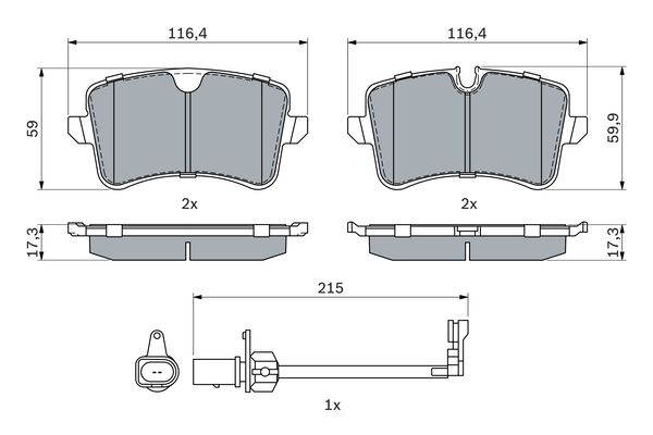 Комплект гальмівних накладок, дискове гальмо 0 986 494 916 BOSCH #6
