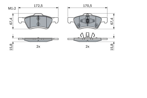 Комплект гальмівних накладок, дискове гальмо   0 986 494 960   BOSCH