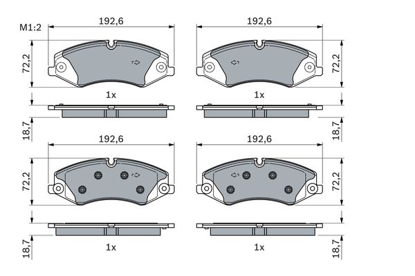 Комплект гальмівних накладок, дискове гальмо   0 986 494 980   BOSCH