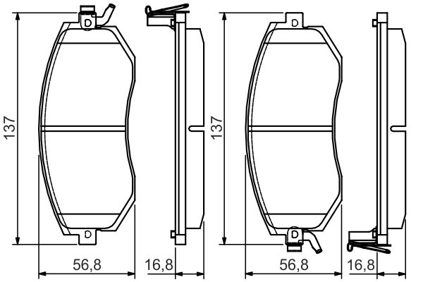 Комплект гальмівних накладок, дискове гальмо   0 986 495 125   BOSCH