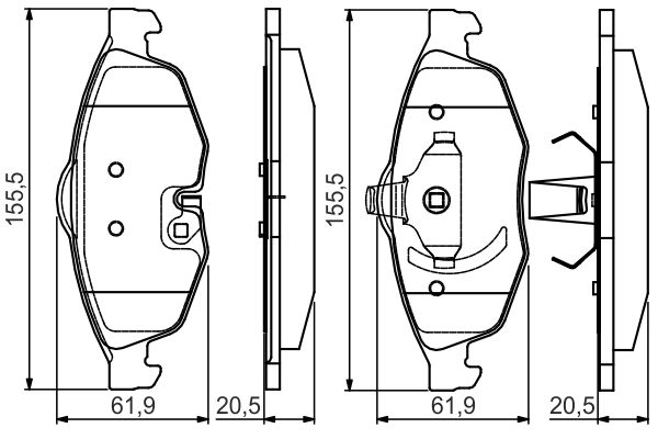 Комплект гальмівних накладок, дискове гальмо   0 986 495 161   BOSCH