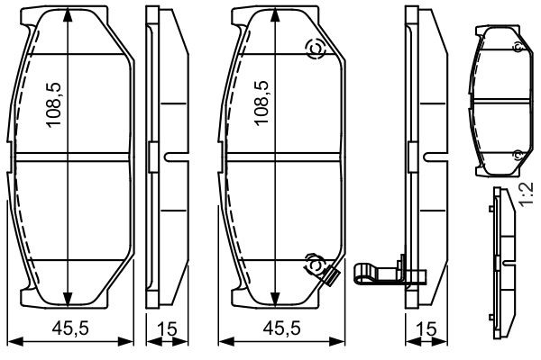 Комплект гальмівних накладок, дискове гальмо   0 986 495 308   BOSCH