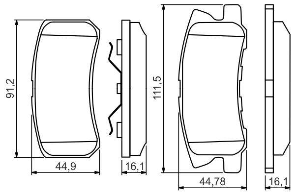 Комплект гальмівних накладок, дискове гальмо   0 986 495 357   BOSCH