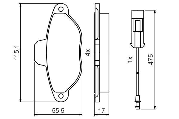 Комплект гальмівних накладок, дискове гальмо   0 986 495 475   BOSCH