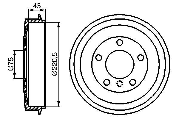 Гальмівний барабан   0 986 477 043   BOSCH