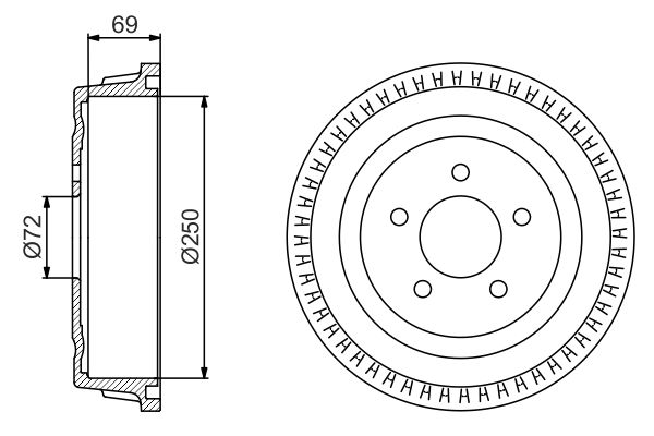 Тормозной барабан   0 986 477 185   BOSCH