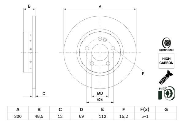 Тормозной диск   0 986 479 H49   BOSCH