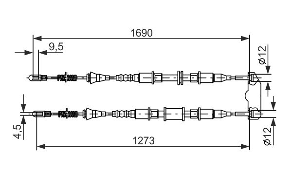 Тросовий привод, стоянкове гальмо   1 987 477 129   BOSCH