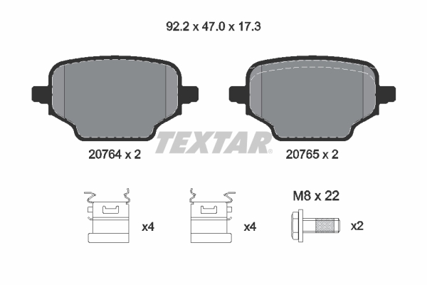 Комплект гальмівних накладок, дискове гальмо   2076401   TEXTAR