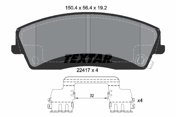 Комплект гальмівних накладок, дискове гальмо   2241701   TEXTAR