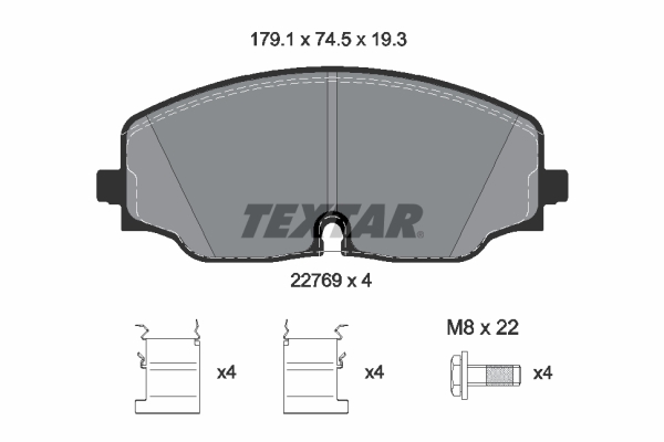 Комплект гальмівних накладок, дискове гальмо   2276901   TEXTAR