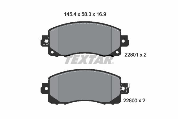 Комплект гальмівних накладок, дискове гальмо   2280001   TEXTAR