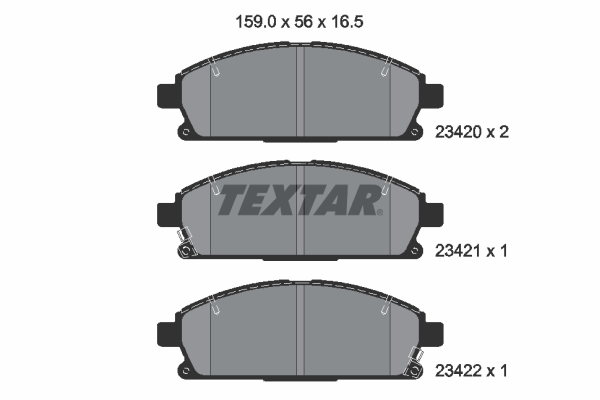 Комплект гальмівних накладок, дискове гальмо   2342001   TEXTAR