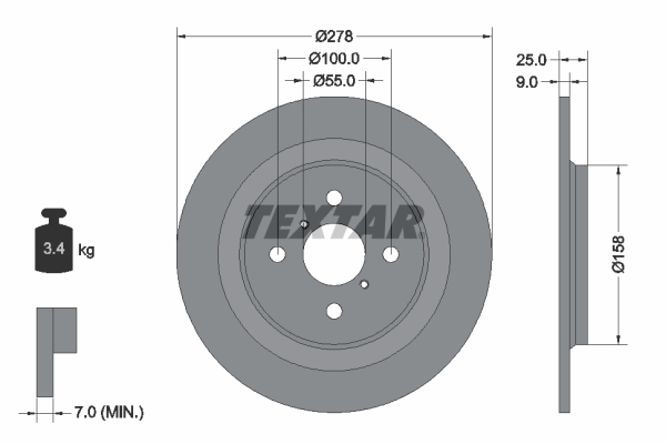 Тормозной диск, TEXTAR 92161900 Тормозной диск, TEXTAR 92161900