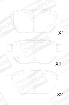 Комплект гальмівних накладок, дискове гальмо   572632CH   CHAMPION