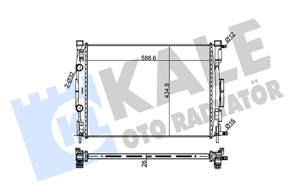 Радіатор, система охолодження двигуна   207200   KALE OTO RADYATÖR