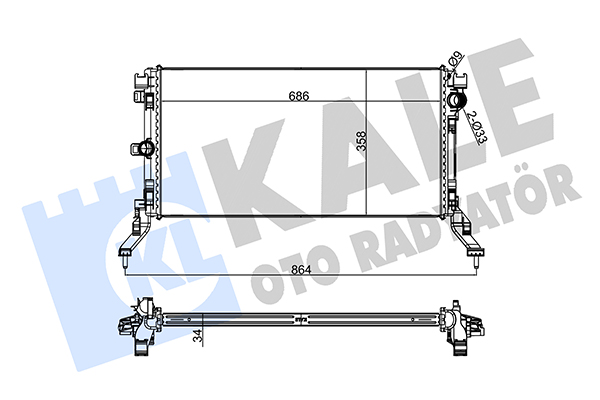 Радіатор, система охолодження двигуна   273800   KALE OTO RADYATÖR