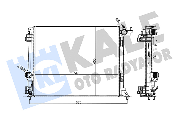 Радіатор, система охолодження двигуна   333900   KALE OTO RADYATÖR