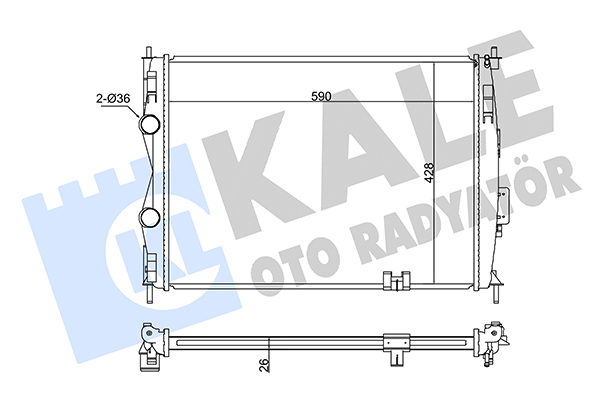Радіатор, система охолодження двигуна   342055   KALE OTO RADYATÖR