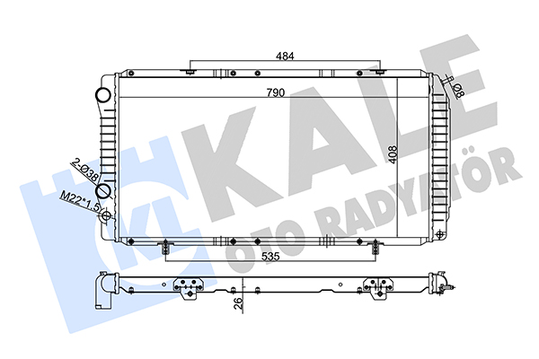 Радіатор, система охолодження двигуна   344340   KALE OTO RADYATÖR