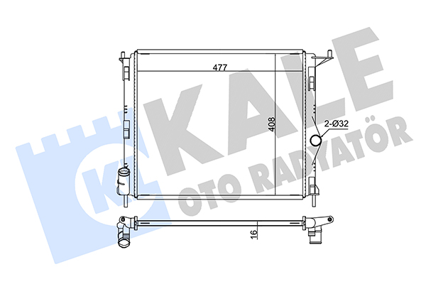 Радиатор, охлаждение двигателя   346010   KALE OTO RADYATÖR