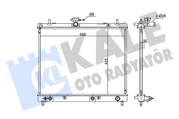 Радіатор, система охолодження двигуна   348195   KALE OTO RADYATÖR