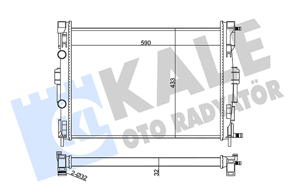 Радіатор, система охолодження двигуна   351005   KALE OTO RADYATÖR
