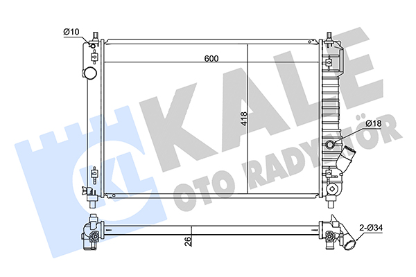 Радіатор, система охолодження двигуна   355000   KALE OTO RADYATÖR