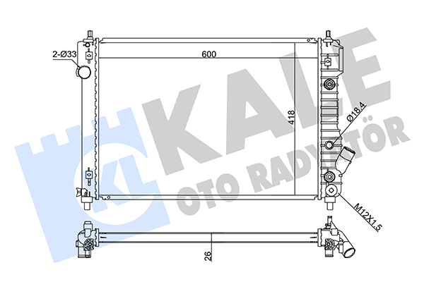 Радіатор, система охолодження двигуна   355100   KALE OTO RADYATÖR