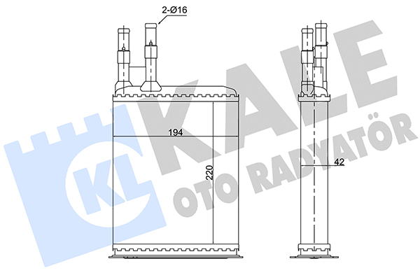 Теплообмінник, система опалення салону   346515   KALE OTO RADYATÖR