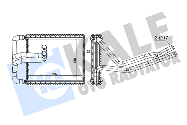 Теплообмінник, система опалення салону   355175   KALE OTO RADYATÖR