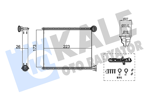 Теплообмінник, система опалення салону   355220   KALE OTO RADYATÖR