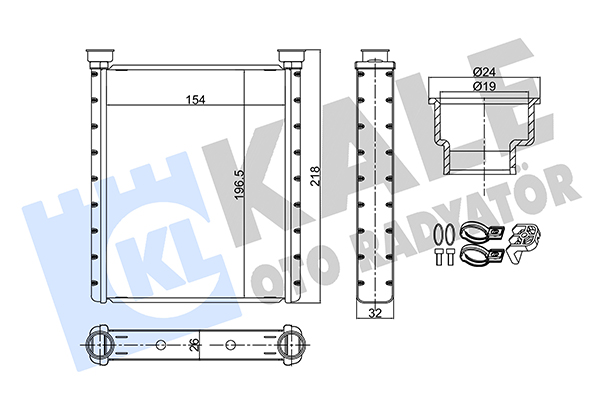 Теплообмінник, система опалення салону   355720   KALE OTO RADYATÖR
