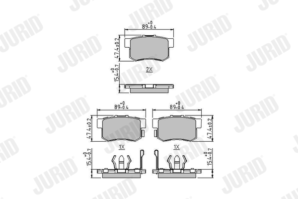 Комплект тормозных колодок, дисковый тормоз   572544J   JURID