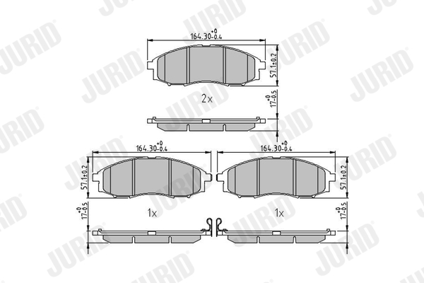 Комплект тормозных колодок, дисковый тормоз   572551J   JURID