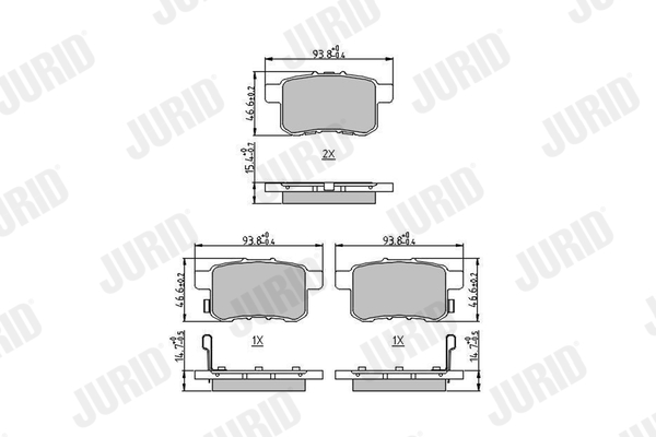 Комплект тормозных колодок, дисковый тормоз   572626J   JURID