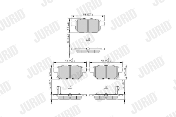 Комплект тормозных колодок, дисковый тормоз   572632J   JURID