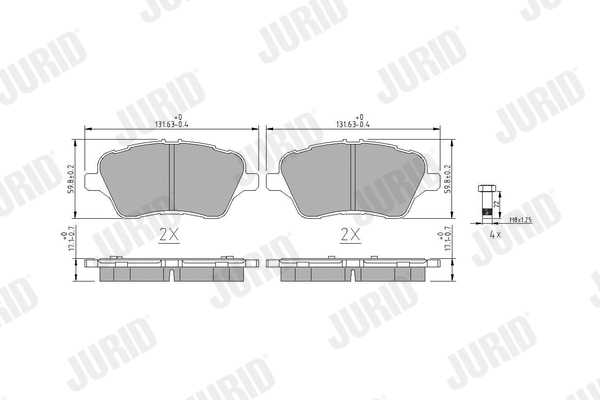 Комплект тормозных колодок, дисковый тормоз   573363J   JURID