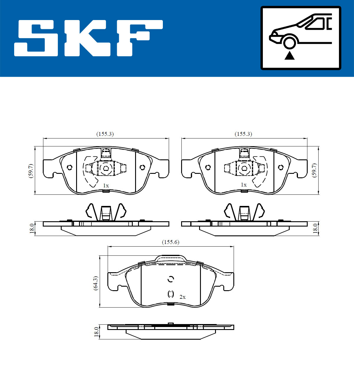 Комплект тормозных колодок, дисковый тормоз VKBP 80015 SKF #3
