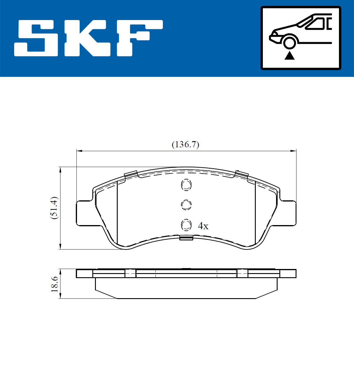 Комплект гальмівних накладок, дискове гальмо VKBP 80040 SKF #1