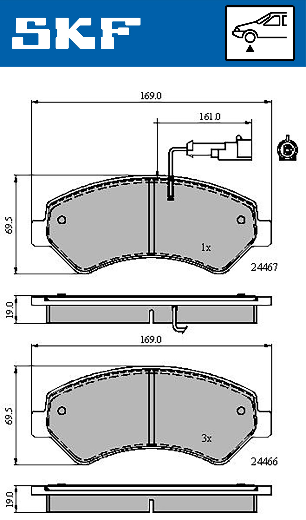 Комплект гальмівних накладок, дискове гальмо   VKBP 80210 E   SKF