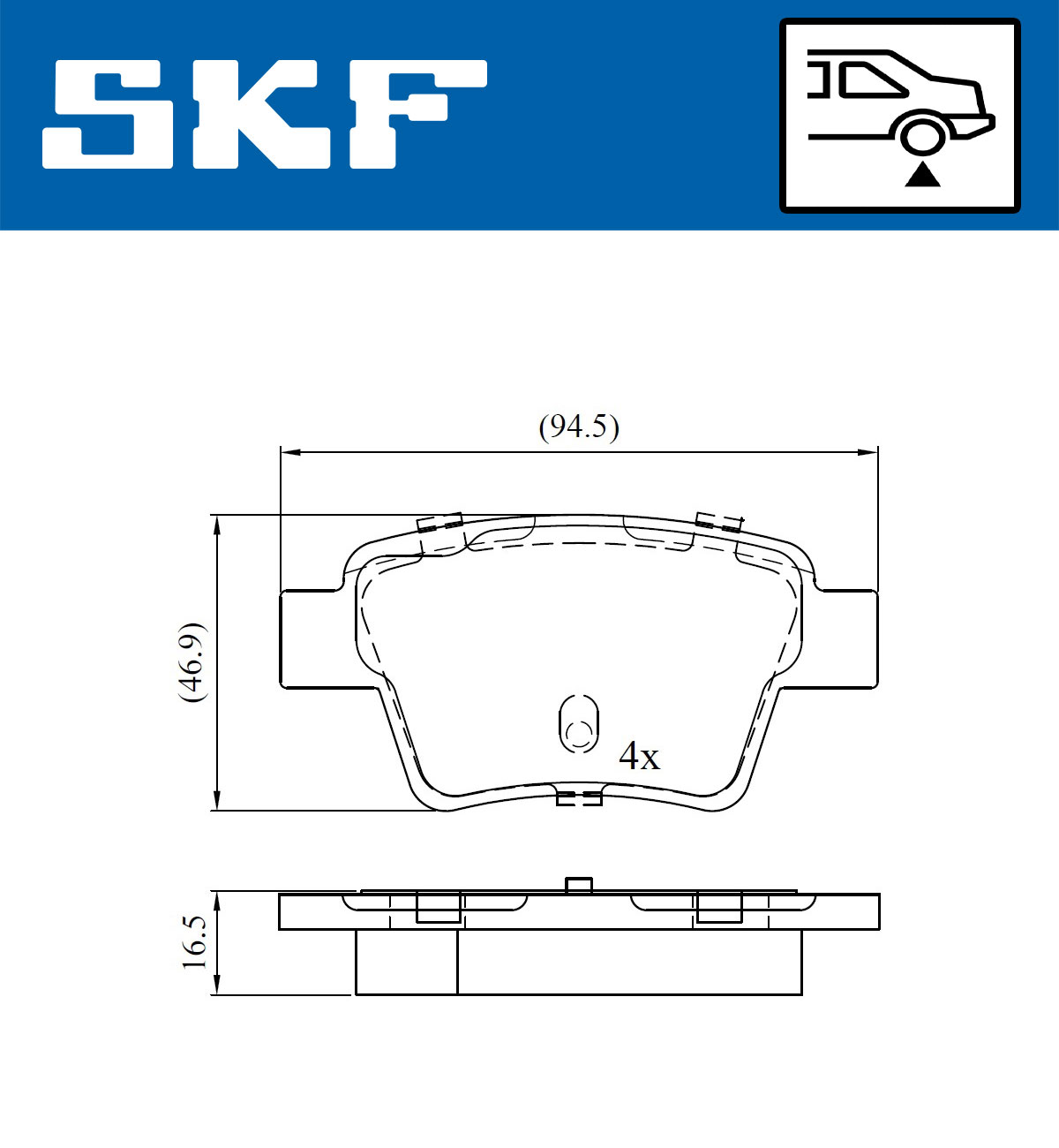 Комплект гальмівних накладок, дискове гальмо   VKBP 90172   SKF