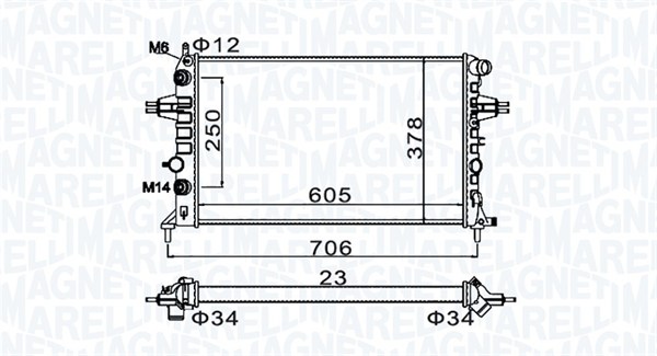 Радіатор, система охолодження двигуна   350213158200   MAGNETI MARELLI