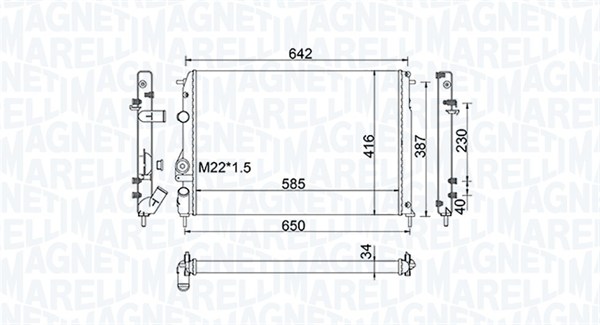 Радиатор, охлаждение двигателя   350213159100   MAGNETI MARELLI