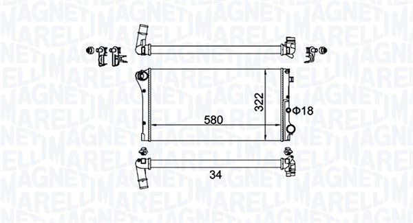 Радіатор, система охолодження двигуна   350213161500   MAGNETI MARELLI